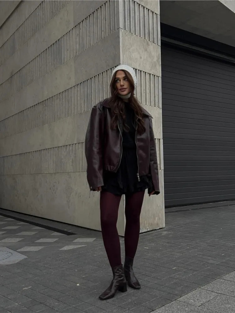 Jaqueta Feminina de Inverno em Couro Genuino - EuroPro