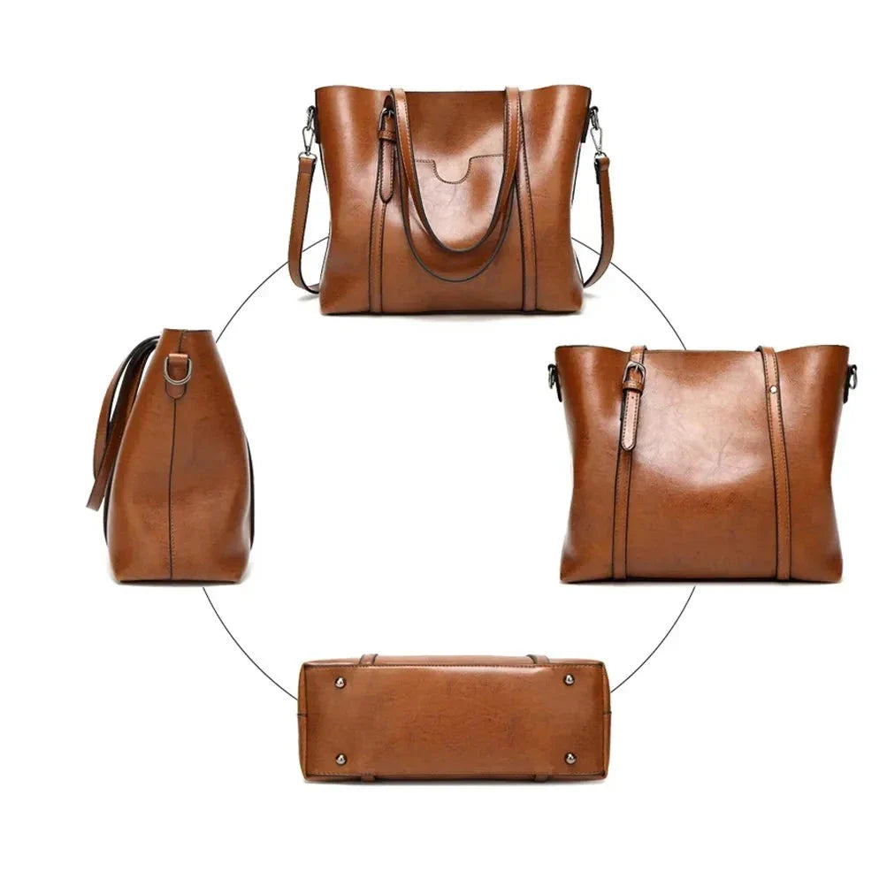Bolsa Feminina de Ombro em Couro Genuino - Mulher Elegante