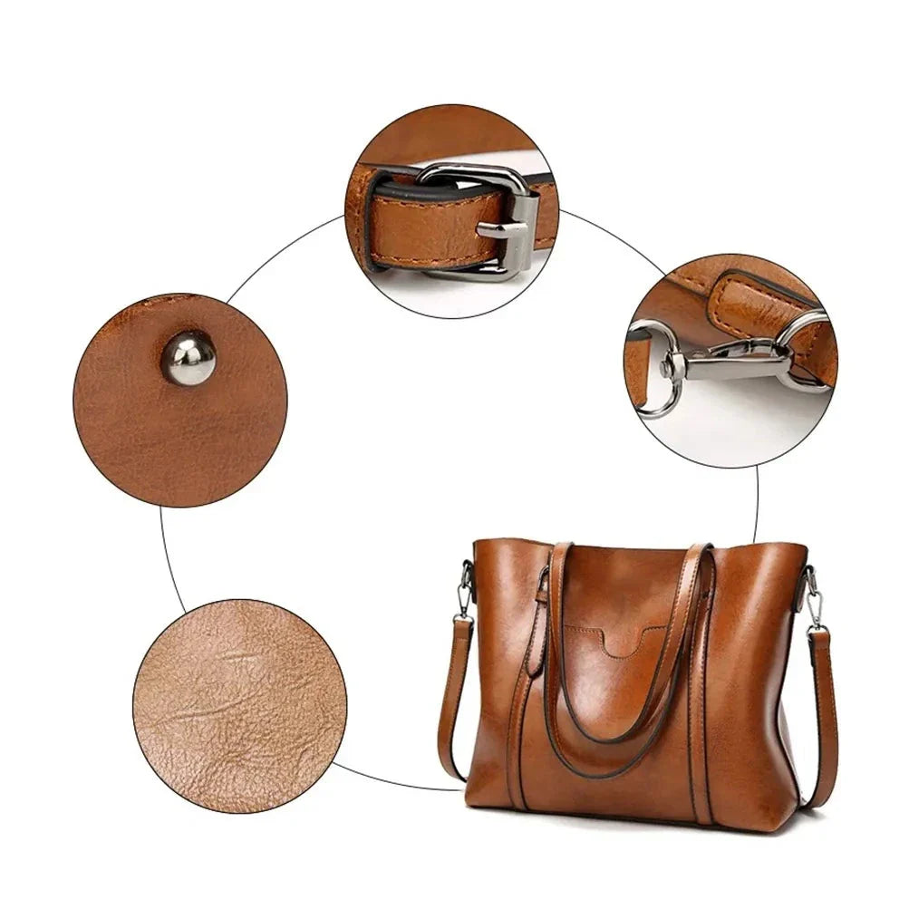 Bolsa Feminina de Ombro em Couro Genuino - Mulher Elegante