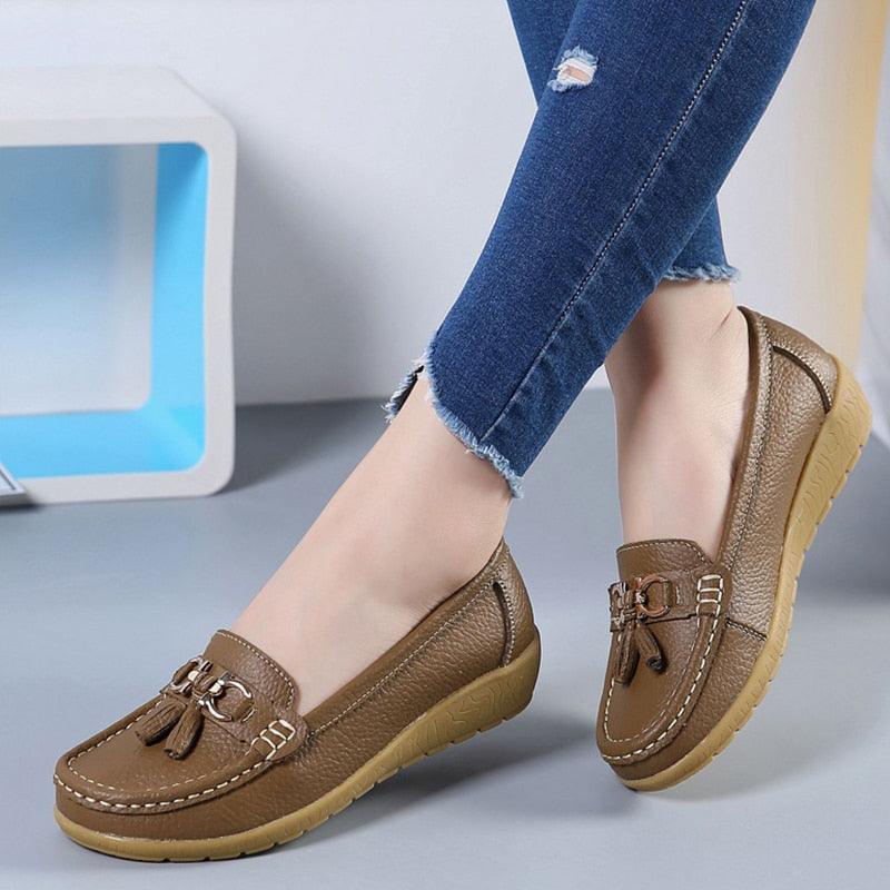 Sapatilha Feminina Mocassim em Couro Genuino - Beauty Confort