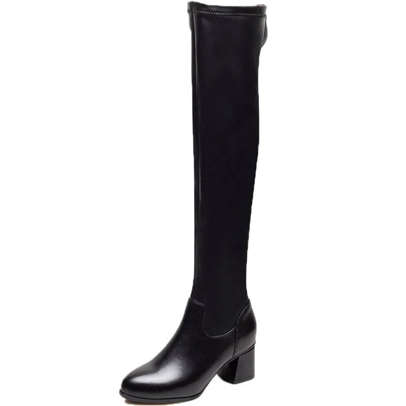 Bota Feminina de Cano Longo em Couro Genuino - Liricy Premium