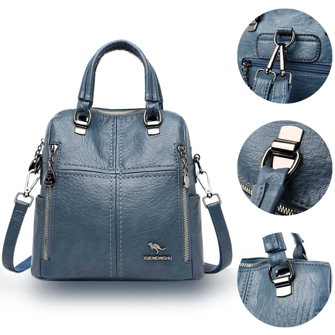 Bolsa Mochila Feminina em Couro Genuino - TwoInOne Premium