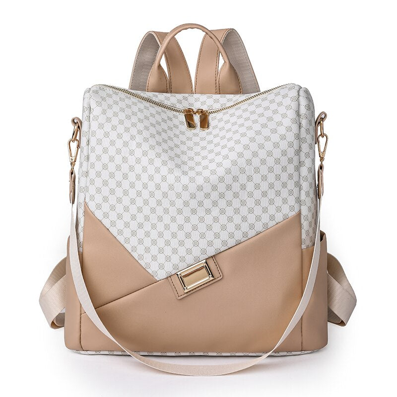 Mochila Feminina Xadrez em Couro Genuino - Levian Premium
