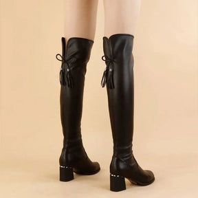 Bota Feminina de Cano Longo em Couro Genuino - Liricy Premium